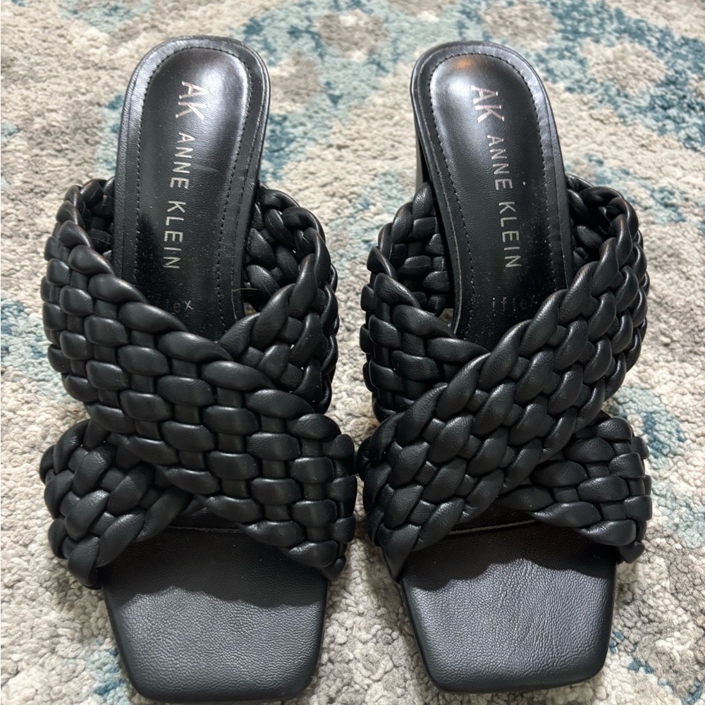 Anne Klein Women's Black Braided Sandals